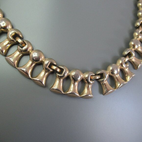 Vintage MONET Gold Tone Tassel Link Choker Necklace Statement Necklace 16" - Picture 6 of 10